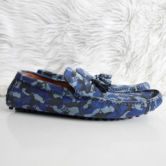 Louis Vuitton Blue Camo Monogram Driver Moccasin Loafer - Picture 2 of 16